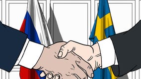 Бизнесмены или политики трясут руки против флагов России и Швеции Связанные официальное заседание или сотрудничество бесплатная иллюстрация Бизнесмены или политики трясут руки против флагов России и Швеции Связанные официальное заседание или сотрудничество бесплатная иллюстрация