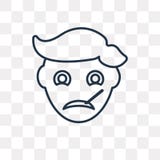 Больной значок вектора мальчика изолированный на прозрачной предпосылке, линейной иллюстрация штока Больной значок вектора мальчика изолированный на прозрачной предпосылке, линейной иллюстрация штока