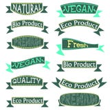 Большой комплект Eco, естественные стикеры и ленты, изолированные на белой предпосылке иллюстрация вектора Большой комплект Eco, естественные стикеры и ленты, изолированные на белой предпосылке иллюстрация вектора