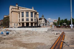 Братислава, Словакия, седьмое Май 2015: Реконструкция улицы Stefanik стоковое изображение rf Братислава, Словакия, седьмое Май 2015: Реконструкция улицы Stefanik стоковое изображение rf