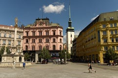 Брно, чехия - 1-ое июня 2017: Квадрат свободы в Брне, Cz стоковая фотография Брно, чехия - 1-ое июня 2017: Квадрат свободы в Брне, Cz стоковая фотография