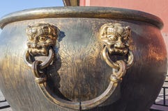 Бронзовая ручка vat воды в Forbidden City стоковая фотография Бронзовая ручка vat воды в Forbidden City стоковая фотография