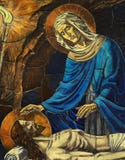 Будьте матерью Mary горюя над мозаикой Иисуса сына het мертвой стоковая фотография Будьте матерью Mary горюя над мозаикой Иисуса сына het мертвой стоковая фотография