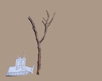 Бумага отрезала вне дерево трактора причаливая - обезлесение стоковые фото Бумага отрезала вне дерево трактора причаливая - обезлесение стоковые фото