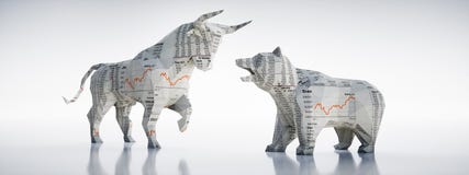 Бумажные Bull и медведь - фондовая биржа концепции иллюстрация вектора Бумажные Bull и медведь - фондовая биржа концепции иллюстрация вектора