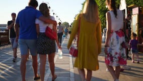 Владивосток, Россия - 25-ое июля 2017: люди идя вдоль прогулки в лете нерезкости сток-видео Владивосток, Россия - 25-ое июля 2017: люди идя вдоль прогулки в лете нерезкости сток-видео