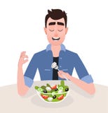 Вегетарианец человека ест греческий салат бесплатная иллюстрация Вегетарианец человека ест греческий салат бесплатная иллюстрация