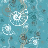 Вектор seashell nautilus аммонита безшовной голубой картины моря ископаемый Иллюстрация руки вычерченная для салона спа, кафа мор бесплатная иллюстрация Вектор seashell nautilus аммонита безшовной голубой картины моря ископаемый Иллюстрация руки вычерченная для салона спа, кафа мор бесплатная иллюстрация