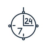 вектор значка 24h изолированный на белой предпосылке, знаке 24h иллюстрация штока вектор значка 24h изолированный на белой предпосылке, знаке 24h иллюстрация штока