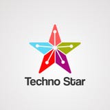 Вектор, значок, элемент, и шаблон логотипа звезды Techno иллюстрация вектора Вектор, значок, элемент, и шаблон логотипа звезды Techno иллюстрация вектора