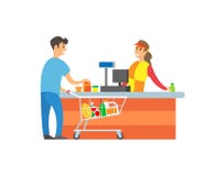 Вектор клиента клиента кассира магазина супермаркета бесплатная иллюстрация Вектор клиента клиента кассира магазина супермаркета бесплатная иллюстрация