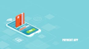 Вектор оплаты будучи обрабатыванным используя кредитную карточку на смартфоне через финансовое приложение иллюстрация вектора Вектор оплаты будучи обрабатыванным используя кредитную карточку на смартфоне через финансовое приложение иллюстрация вектора