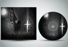 Вектор шаблона крышки 3d CD с ангелом моля перед темной могилой иллюстрация штока Вектор шаблона крышки 3d CD с ангелом моля перед темной могилой иллюстрация штока