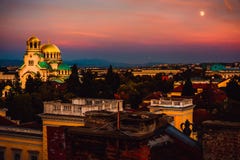 Взгляд над центром города в Софии Болгарии стоковые изображения rf Взгляд над центром города в Софии Болгарии стоковые изображения rf