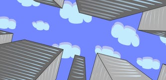 Взгляд небоскребов от пешеходного обзора иллюстрация вектора Взгляд небоскребов от пешеходного обзора иллюстрация вектора