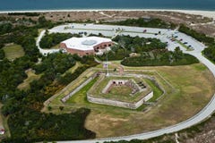 Взгляд от самолета ft Macon, nc и Атлантического океана стоковые изображения rf Взгляд от самолета ft Macon, nc и Атлантического океана стоковые изображения rf