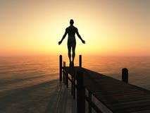 Silhouetted человек на пристани Стоковая Фотография RF Silhouetted человек на пристани Стоковая Фотография RF