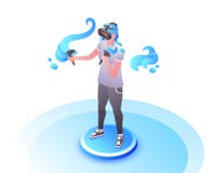 Видео- девушка gamer в стеклах VR vector иллюстрация иллюстрация вектора Видео- девушка gamer в стеклах VR vector иллюстрация иллюстрация вектора
