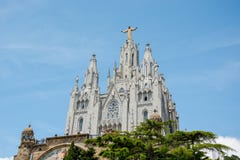 Висок священного сердца на держателе Tibidabo в Барселоне, s Стоковые Изображения Висок священного сердца на держателе Tibidabo в Барселоне, s Стоковые Изображения