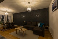 Внутренний скандинавский дизайн живущей комнаты стоковое фото Внутренний скандинавский дизайн живущей комнаты стоковое фото