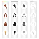 Волосы, длинный, chignon, и другой значок сети в стиле шаржа Парикмахерская, coiffure, замки, значки в собрании комплекта Стоковые Изображения Волосы, длинный, chignon, и другой значок сети в стиле шаржа Парикмахерская, coiffure, замки, значки в собрании комплекта Стоковые Изображения