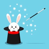 Волшебная черная шляпа со сладкой белой внутренностью кролика иллюстрация штока Волшебная черная шляпа со сладкой белой внутренностью кролика иллюстрация штока