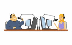 Вручители радио - характер людей шаржа изолировал иллюстрацию Стоковая Фотография Вручители радио - характер людей шаржа изолировал иллюстрацию Стоковая Фотография