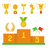Выигрыша успеха спорта награды и победы золота победителя значка чашки чемпиона трофея вектора плоское руководство призового само Стоковое фото RF Выигрыша успеха спорта награды и победы золота победителя значка чашки чемпиона трофея вектора плоское руководство призового само Стоковое фото RF