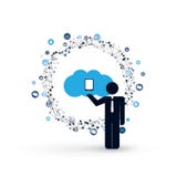 Вычислять облака и интернет идеи проекта вещей с стоящим бизнесменом и значками - сетевыми подключениями цифров Стоковые Изображения RF Вычислять облака и интернет идеи проекта вещей с стоящим бизнесменом и значками - сетевыми подключениями цифров Стоковые Изображения RF
