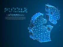Голова мозаики Дело Infographic Неоновая низкая поли человеческая голова в форме головоломки Полигональное wireframe Аутизм векто иллюстрация вектора Голова мозаики Дело Infographic Неоновая низкая поли человеческая голова в форме головоломки Полигональное wireframe Аутизм векто иллюстрация вектора