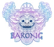 Голубые и фиолетовые цвета doodle маска Barong бога льва вектора стиля балийская изолированная на белизне Стоковое Фото Голубые и фиолетовые цвета doodle маска Barong бога льва вектора стиля балийская изолированная на белизне Стоковое Фото