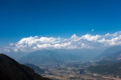 Горный вид Annapurna, Pokhara, Непал Стоковое Изображение Горный вид Annapurna, Pokhara, Непал Стоковое Изображение