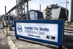 Город гранита, Иллинойс, объединенные положения 10-ое марта 2018 - объект Ironmaking США стальной, работы города гранита, город г стоковые изображения Город гранита, Иллинойс, объединенные положения 10-ое марта 2018 - объект Ironmaking США стальной, работы города гранита, город г стоковые изображения