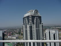 Грозный столица Чечни Современное дело - город Панорама центра столицы Взгляд сверху часов стоковое изображение Грозный столица Чечни Современное дело - город Панорама центра столицы Взгляд сверху часов стоковое изображение