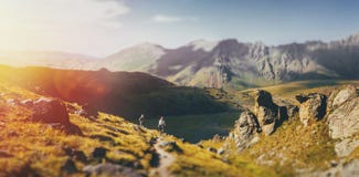 Группа в составе Hikers идя вперед в горы лета, концепцию перемещения путешествием стоковое изображение Группа в составе Hikers идя вперед в горы лета, концепцию перемещения путешествием стоковое изображение