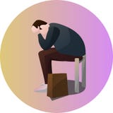 Грустный характер представления путешественника иллюстрация вектора Грустный характер представления путешественника иллюстрация вектора