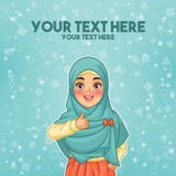 Давать hijab мусульманской женщины нося большие пальцы руки вверх Давать hijab мусульманской женщины нося большие пальцы руки вверх