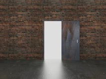 Дверь открытая на старой кирпичной стене, 3d бесплатная иллюстрация Дверь открытая на старой кирпичной стене, 3d бесплатная иллюстрация