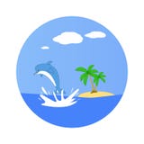 Дельфин скачет из воды Необжитый остров 3d освобождают валы неба перевода ладони острова бесплатная иллюстрация Дельфин скачет из воды Необжитый остров 3d освобождают валы неба перевода ладони острова бесплатная иллюстрация