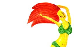 Девушка redhead акварели счастливая с закрытыми глазами в купальном костюме с космосом экземпляра иллюстрация вектора Девушка redhead акварели счастливая с закрытыми глазами в купальном костюме с космосом экземпляра иллюстрация вектора