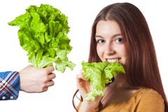 Девушка с салатом стоковые фото Девушка с салатом стоковые фото