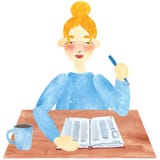 Девушка со светлыми волосами в сини, читая книгу бесплатная иллюстрация Девушка со светлыми волосами в сини, читая книгу бесплатная иллюстрация