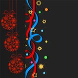 Декоративные шарики, confetti, играют главные роли снежинки ans на темном backgro иллюстрация штока Декоративные шарики, confetti, играют главные роли снежинки ans на темном backgro иллюстрация штока