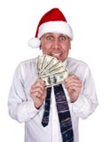 деньги santa шлема claus рождества бизнесмена тантьемы стоковые фото деньги santa шлема claus рождества бизнесмена тантьемы стоковые фото