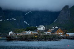 Деревня Reine на Lofoten в свете раннего утра стоковое изображение Деревня Reine на Lofoten в свете раннего утра стоковое изображение