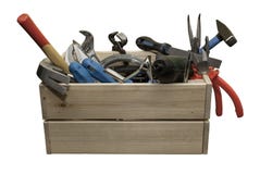 Деревянный toolbox на белой предпосылке стоковое изображение Деревянный toolbox на белой предпосылке стоковое изображение