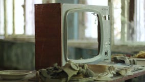 Деталь рамки ТВ Чернобыль Pripyat старая в получившемся отказ здании Деталь рамки ТВ Чернобыль Pripyat старая в получившемся отказ здании