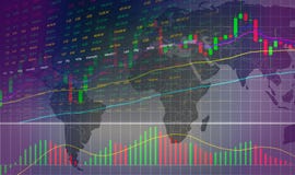 Диаграмма фондовой биржи или валют торгуя и диаграмма подсвечника на карте мира - инвестировать и фондовая биржа иллюстрация вектора Диаграмма фондовой биржи или валют торгуя и диаграмма подсвечника на карте мира - инвестировать и фондовая биржа иллюстрация вектора