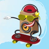 Диктор музыки характера едет скейтборд в стеклах с улыбкой Векторные графики бесплатная иллюстрация Диктор музыки характера едет скейтборд в стеклах с улыбкой Векторные графики бесплатная иллюстрация