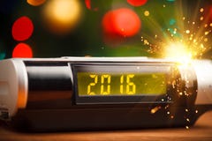 Дисплей приведенный цифровых часов с 2016 Новыми Годами стоковое изображение rf Дисплей приведенный цифровых часов с 2016 Новыми Годами стоковое изображение rf